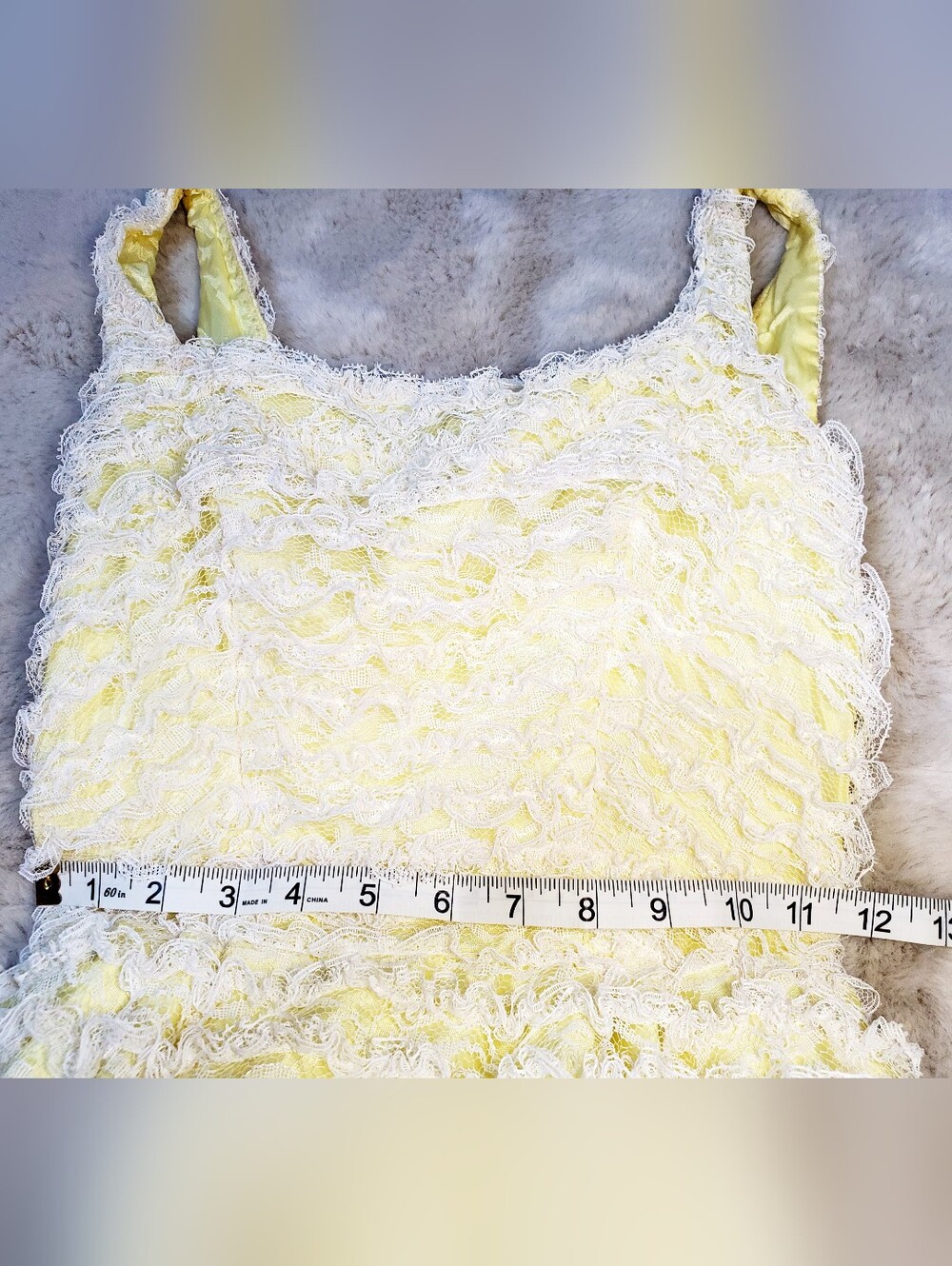 Vintage Yellow Lace Cottagecore Dress Romantic Prairie Coquette Bridgeton 1960's - Picture 10 of 12